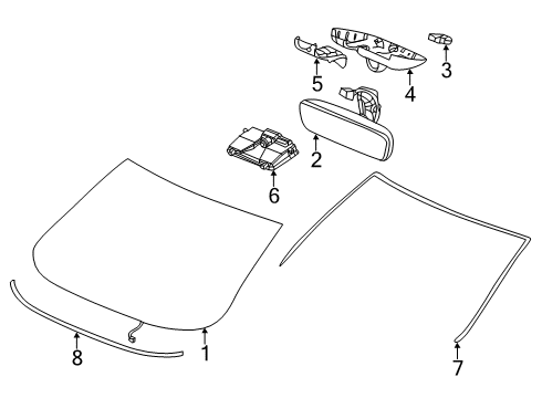 2022 Acura RDX Front Windshield Glass Set Diagram for 73111-TJB-C22