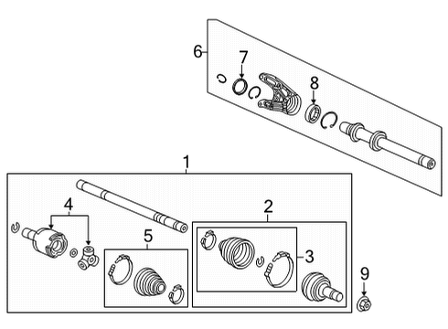 2022 Acura TLX Drive Axles - Front Diagram 1