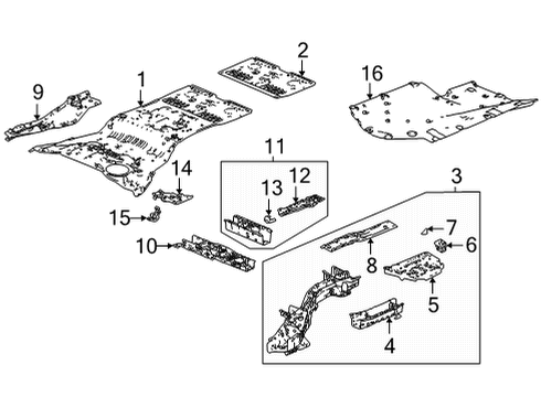 2024 Acura MDX Rear Floor & Rails Diagram