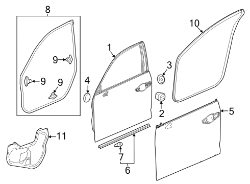 2023 Acura Integra Seal, Front Dr (Lower) Diagram for 72328-3S5-A01