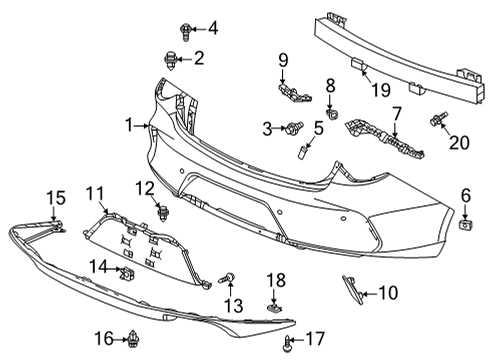 2021 Acura TLX Rear Bumper Face Diagram for 04716-TGZ-A00ZZ