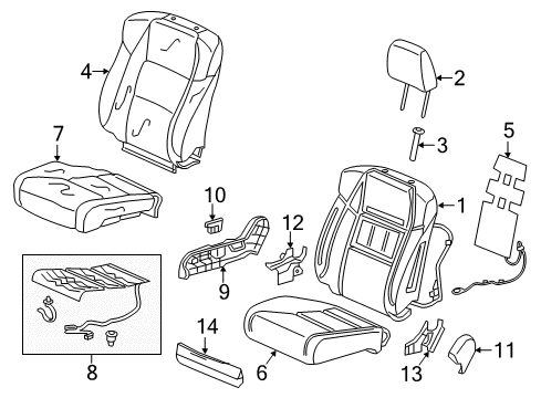 2022 Acura ILX Passenger Seat Components Diagram 1