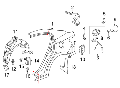 2022 Acura ILX Quarter Panel & Components, Exterior Trim Diagram