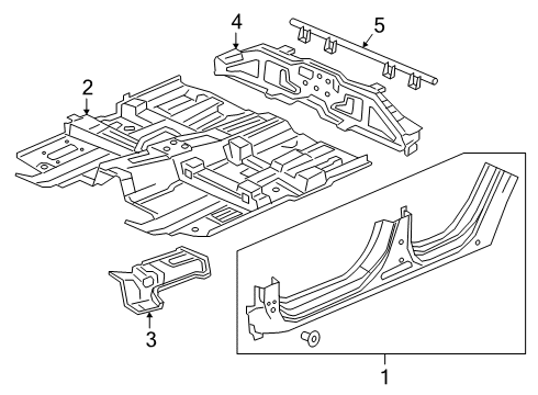 2022 Acura RDX Floor, Front Diagram for 65100-TJB-316ZZ