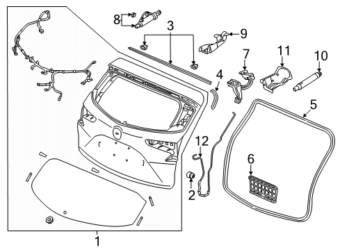 2019 Acura RDX Spring Assembly , Power Tailgate Diagram for 74981-TJB-A02