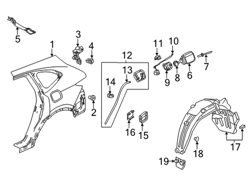 2022 Acura MDX Fender, Left Rear (Inner) Diagram for 74591-TYB-A40