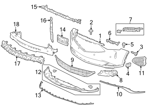 2022 Acura MDX Grille, Front Bumper Diagram for 71105-TYB-A00