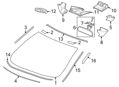 2023 Acura Integra Glass Set, Front Diagram for 73111-3S5-A01