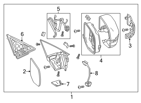 2022 Acura RDX Housing Set Pb92P Diagram for 76205-TJB-C22ZN