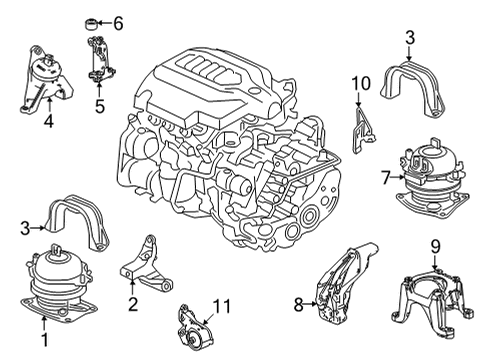 2022 Acura MDX Rubber, Transmission Mtg Diagram for 50870-TYB-A02