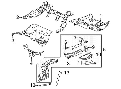 2022 Acura TLX Rear Floor & Rails Diagram