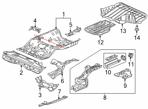 2022 Acura ILX Rear Floor & Rails Diagram