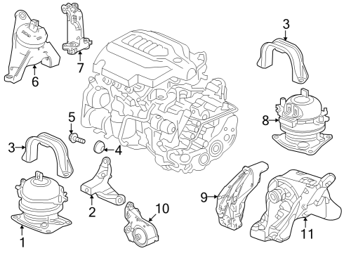 2022 Acura MDX Bracket, Rear Diagram for 50610-TYB-A01