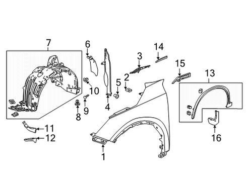 2022 Acura MDX Emblem, Right Front Fender Diagram for 75717-TYB-A01