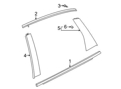 2023 Acura TLX Exterior Trim - Rear Door Diagram