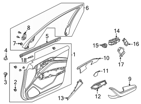 2021 Acura TLX Base Left, Front Yr516L Diagram for 83551-TGV-A43ZC