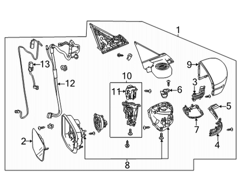 2022 Acura MDX Mirror, Left Door Diagram for 76250-TYA-C11