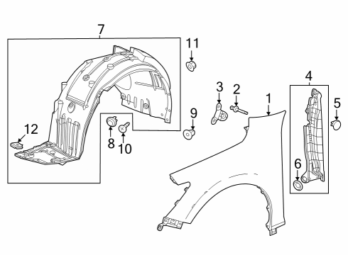 2023 Acura Integra Fender Assembly , Left Front Diagram for 74150-3S5-A00