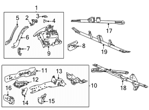 2023 Acura TLX Structural Components & Rails Diagram