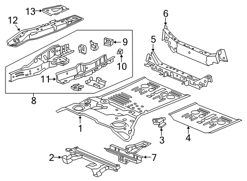 2024 Acura RDX Rear Floor & Rails Diagram