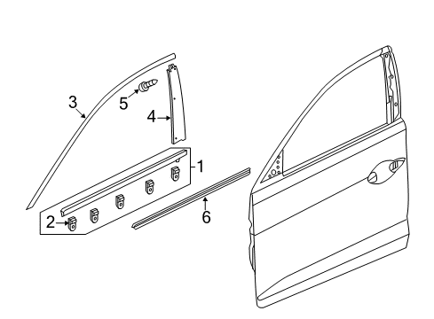 2022 Acura ILX Exterior Trim - Front Door Diagram