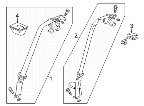 2022 Acura TLX Rear Seat Belts Diagram