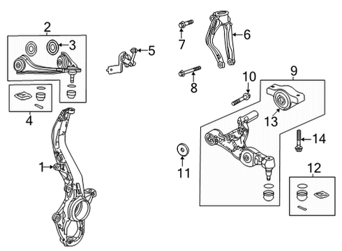 2023 Acura TLX Front Suspension, Lower Control Arm, Upper Control Arm, Stabilizer Bar, Suspension Components Diagram 2