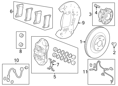 2022 Acura MDX Caliper Sub-Assy, Left Diagram for 45019-TYB-A12