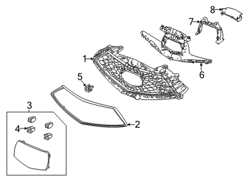 2022 Acura TLX Grille & Components Diagram 1