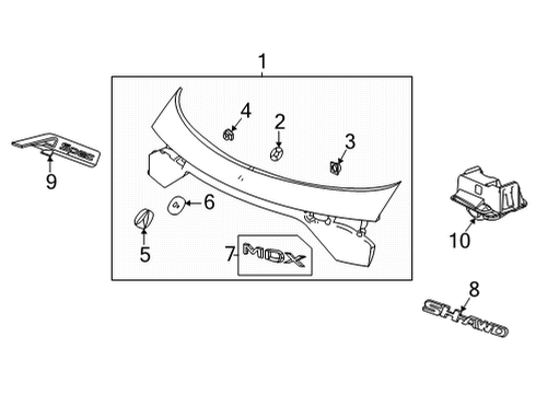 2022 Acura MDX Emblem, Rear Trunk Diagram for 75732-TYB-A01