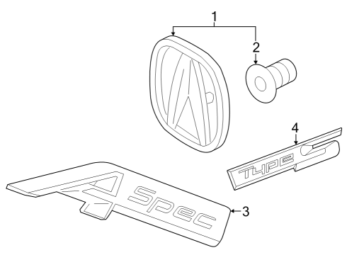 2024 Acura Integra Emblem, Rear Diagram for 75732-31M-A01