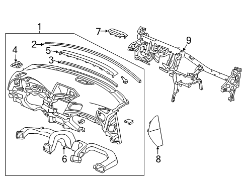 2022 Acura ILX Cluster & Switches, Instrument Panel Diagram 1