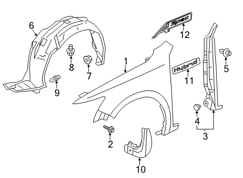 2022 Acura ILX Fender & Components, Exterior Trim Diagram