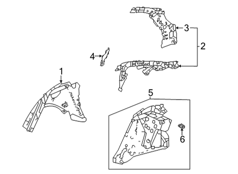 2022 Acura TLX Inner Structure - Quarter Panel Diagram