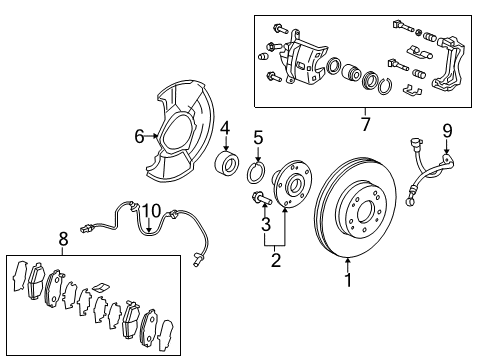 2019 Acura ILX Modulator Assembly , VSA Diagram for 04571-T3R-A01