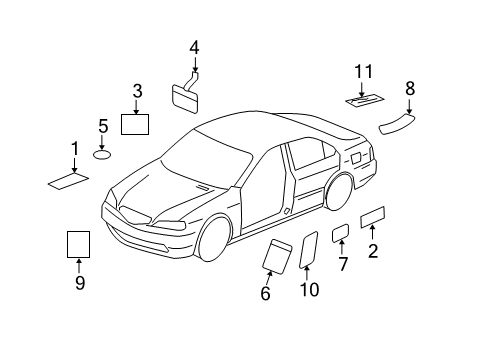 2022 Acura ILX Information Labels Diagram