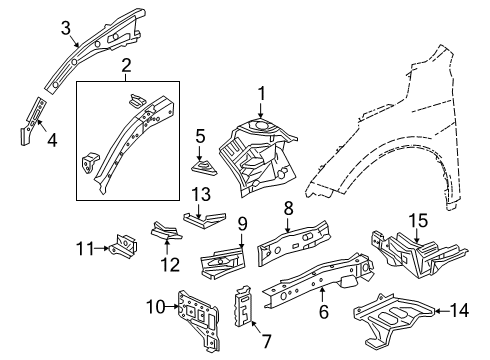 2024 Acura RDX Structural Components & Rails Diagram