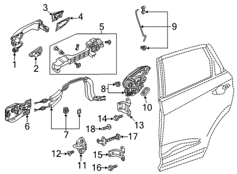 2023 Acura TLX Hndlr, Front Yr651P Diagram for 72141-T4F-A71ZB