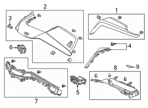 2023 Acura TLX Cluster & Switches, Instrument Panel Diagram 2