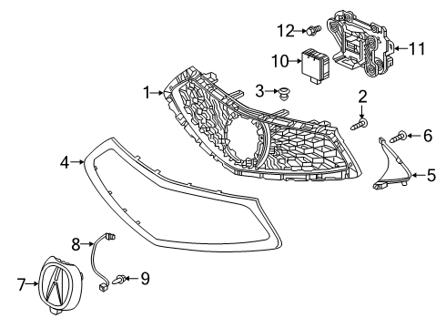 2022 Acura RDX Emblem, Front Grille Diagram for 71170-TJB-A61