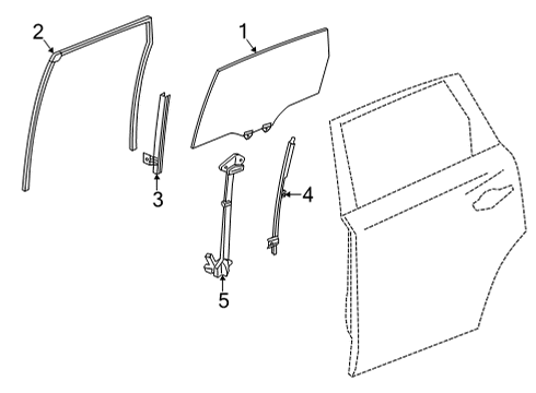 2022 Acura MDX Glass, Rear Right Door Diagram for 73400-TYA-A11