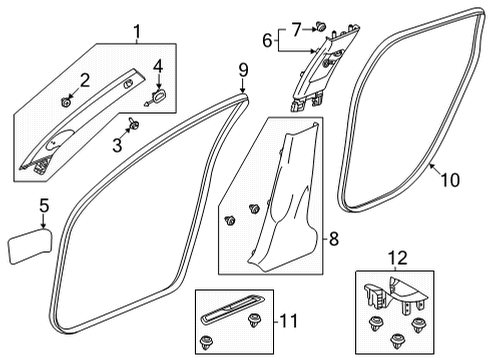 2023 Acura TLX Interior Trim - Pillars Diagram