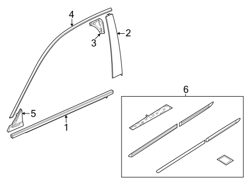 2023 Acura Integra Molding, Left Front Door Diagram for 72450-T20-A11