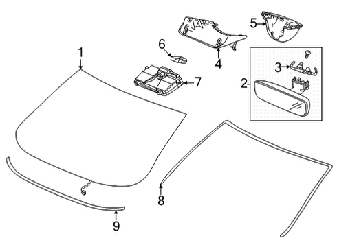 2021 Acura TLX Glass Set, Front Diagram for 73111-TGV-C01