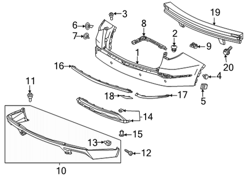 2022 Acura MDX Garnish, Rear Diagram for 04716-TYB-A20ZZ