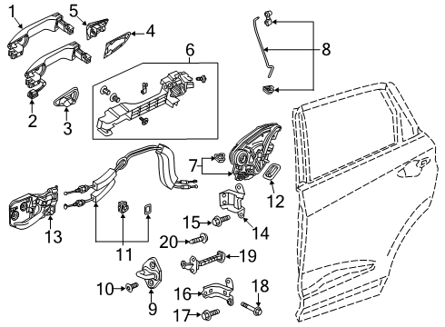 2022 Acura RDX Cylinder, Left Door Diagram for 04921-TJB-A01