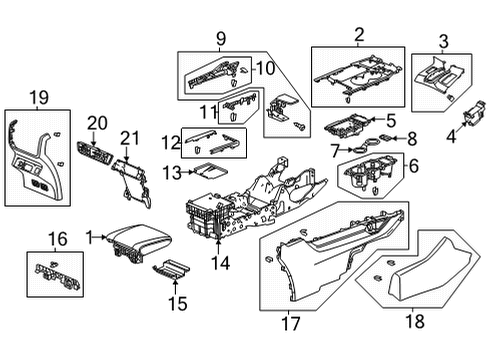 2022 Acura MDX Cupholder Nh900L Diagram for 83438-TYA-A05ZA