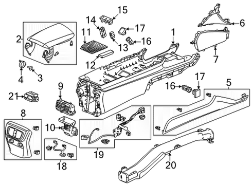 2021 Acura TLX Armrest Nh802L Diagram for 83405-TGV-A15ZD