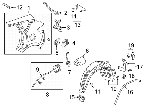 2024 Acura RDX Quarter Panel & Components, Exterior Trim Diagram