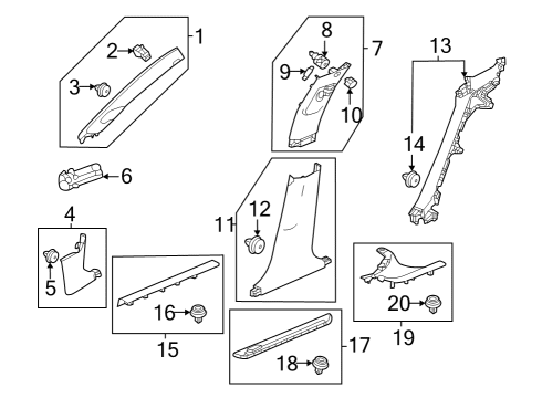 2023 Acura Integra Interior Trim - Pillars Diagram